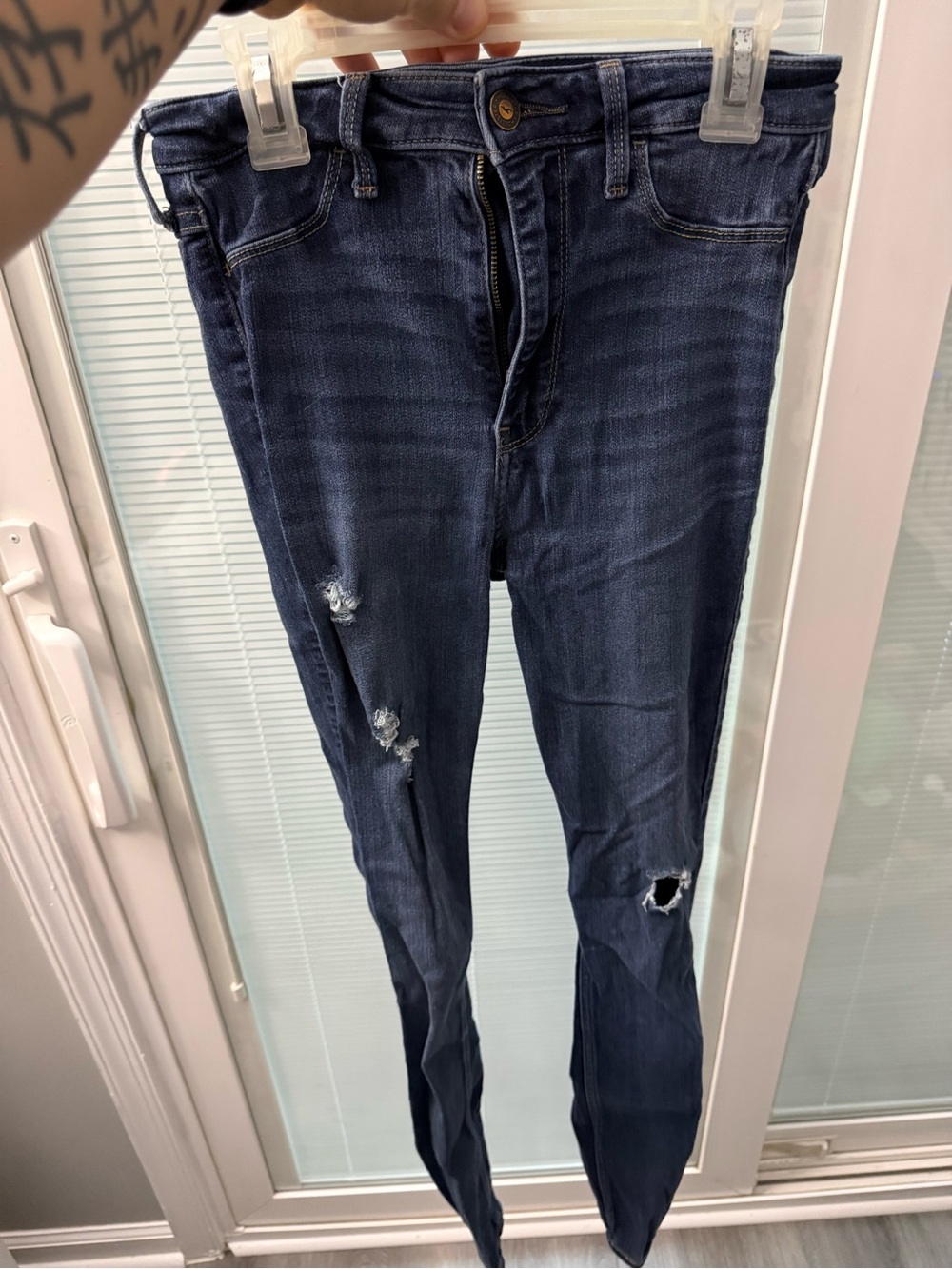 Women’s Dark Blue Distressed Slim Jeans